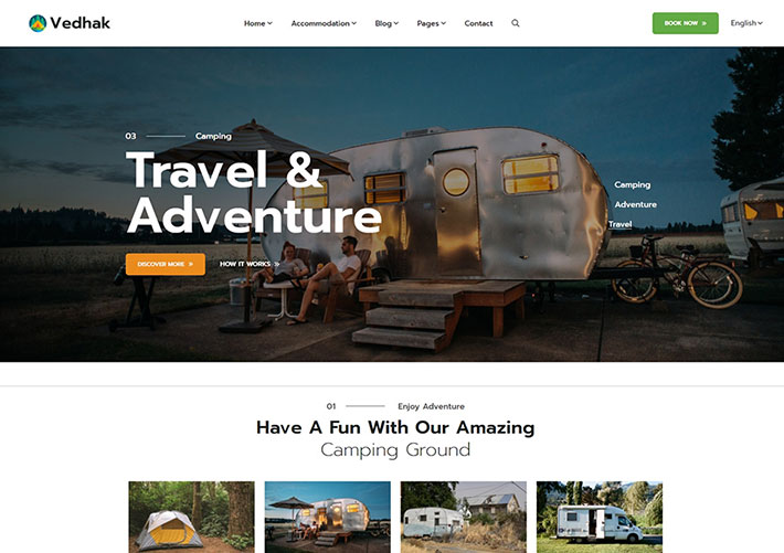 戶外旅行露營HTML5網站網頁源碼模板