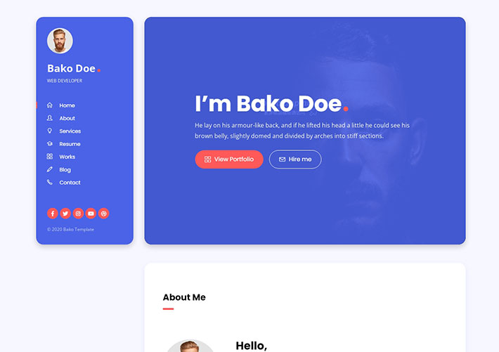 創意個人網站模板HTML5在線簡歷頁面源碼模板