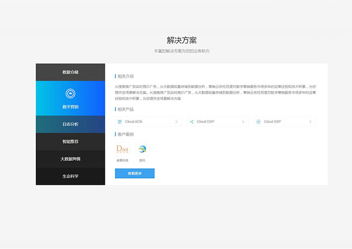 jquery企業解決方案左右TAB切換布局網頁代碼素材