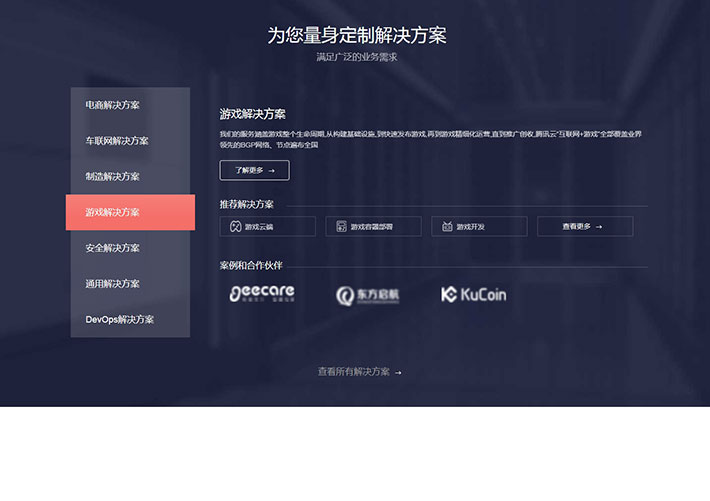 jquery大氣企業解決方案選項卡布局網頁代碼素材