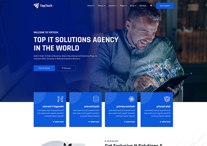 響應式網絡營銷推廣IT服務或科技公司創業HTML源碼模版