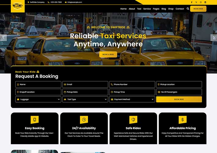 響應式旅行乘車服務企業HTML5網站網頁模板