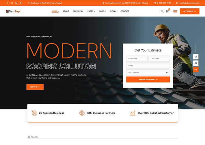響應式建筑房屋修理防水企業HTML5網頁源碼模板
